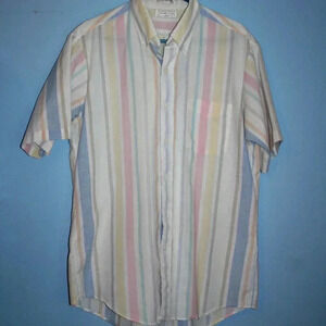 Vintage Career Club Short Sleeve Large Pastel Button Down Shirt